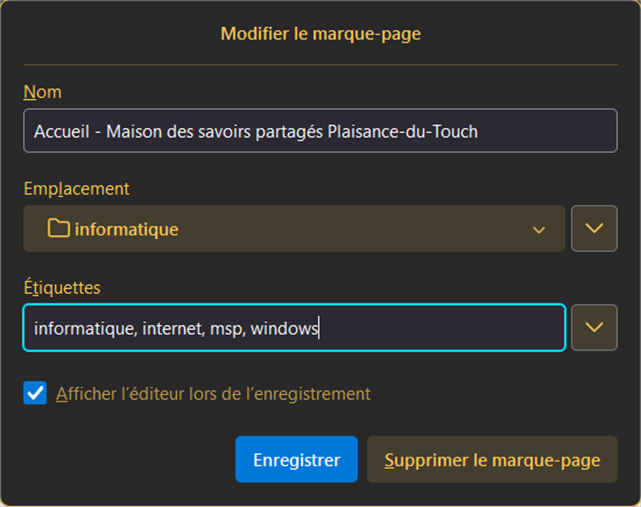 Les marques pages de Firefox comment çà marche - Maison des savoirs